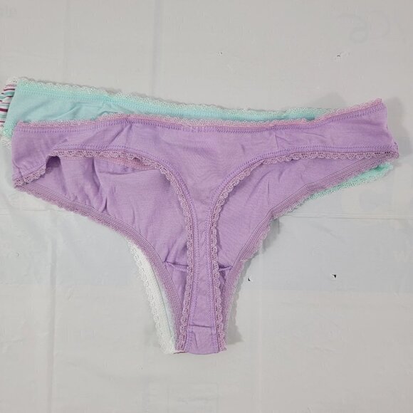 Secret Treasures Cotton Blend 3-Pack Multi-Color Women's Thong - Size Small - Picture 13 of 16